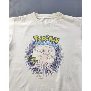 Vintage Pokémon Mew #151 Nintendo 1999 T-shirt White Cotton Youth L 90s